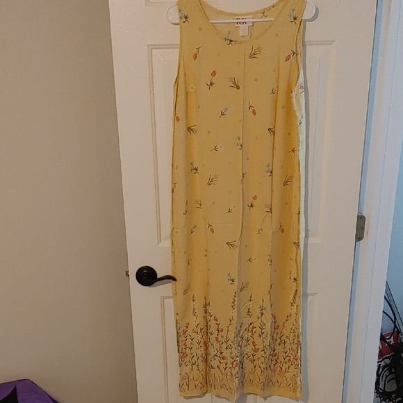 Vintage Floral Yellow Sundress Dress *Flawed Cardigan* Y2K (See Measurements) 90 - Picture 2 of 12